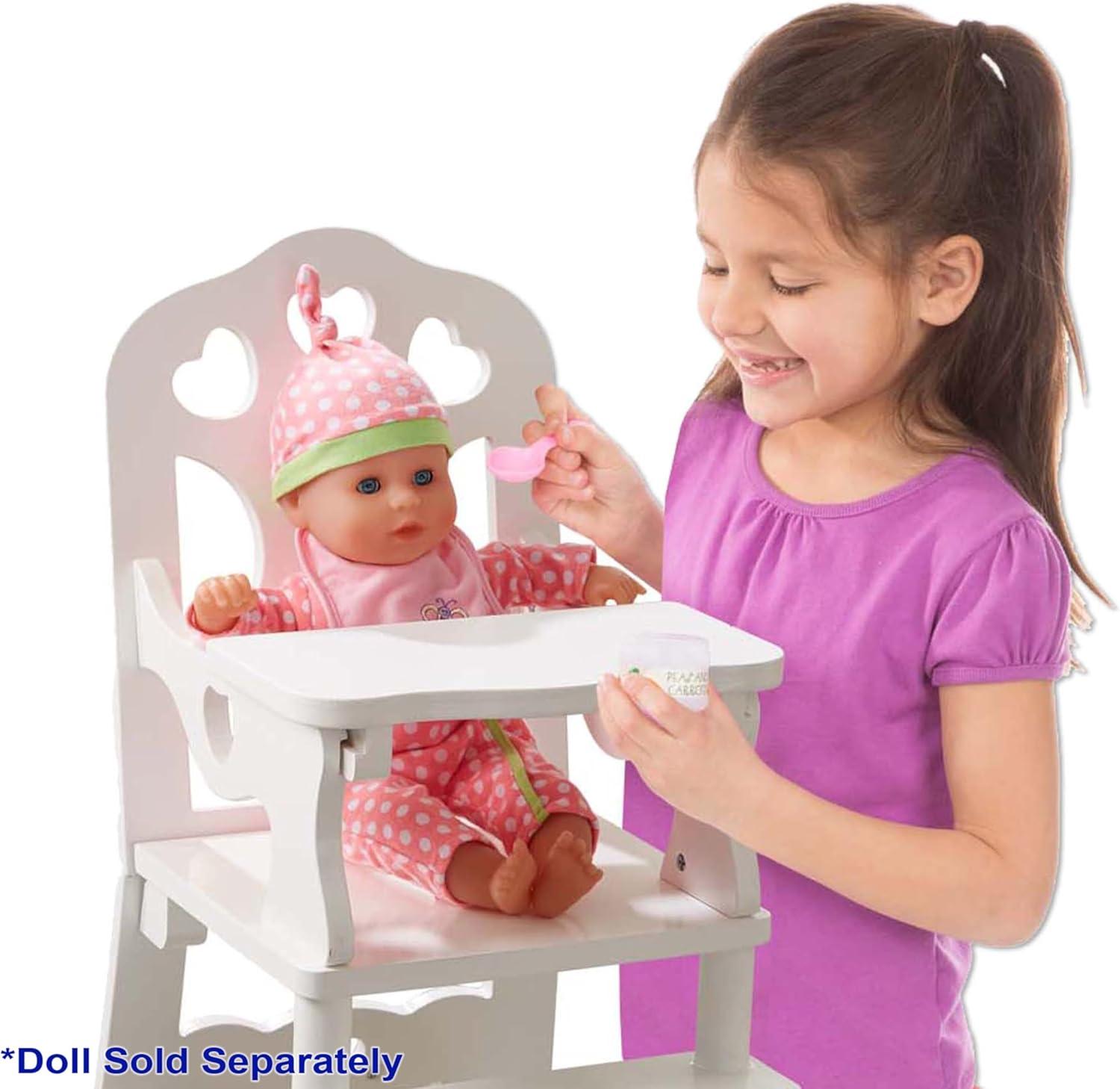 imageMelissa ampamp Doug Mine to Love Wooden Play High Chair for Dolls Stuffed Animals  White 18H x 8W x 11D Assembled Wooden Pretend Play High Chair for Dolls
