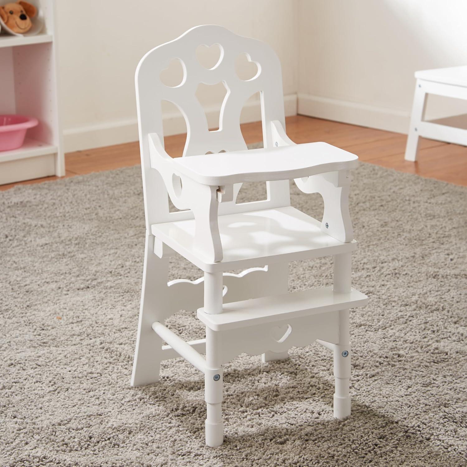 imageMelissa ampamp Doug Mine to Love Wooden Play High Chair for Dolls Stuffed Animals  White 18H x 8W x 11D Assembled Wooden Pretend Play High Chair for Dolls