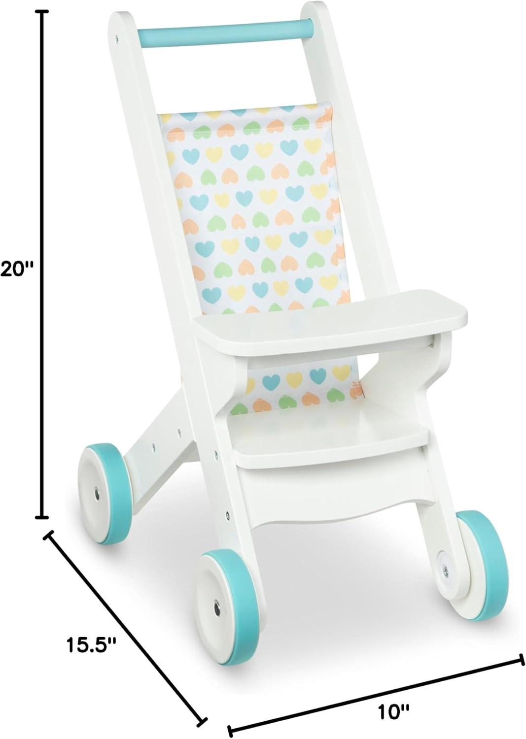 imageMelissa ampamp Doug Mine to Love Wooden Play Stroller for Dolls Stuffed Animals  White 18H x 8W x 11D Assembled