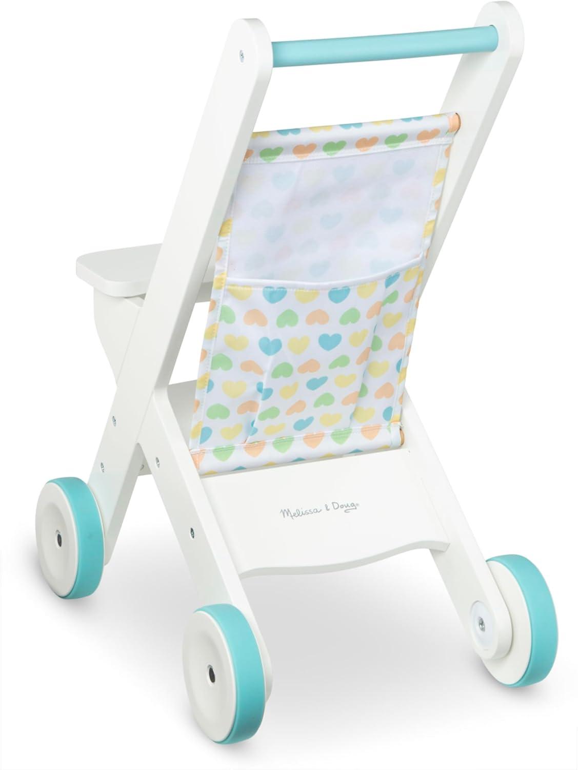 imageMelissa ampamp Doug Mine to Love Wooden Play Stroller for Dolls Stuffed Animals  White 18H x 8W x 11D Assembled