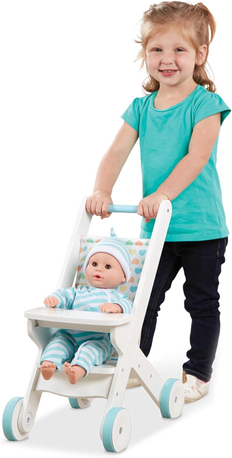 imageMelissa ampamp Doug Mine to Love Wooden Play Stroller for Dolls Stuffed Animals  White 18H x 8W x 11D Assembled