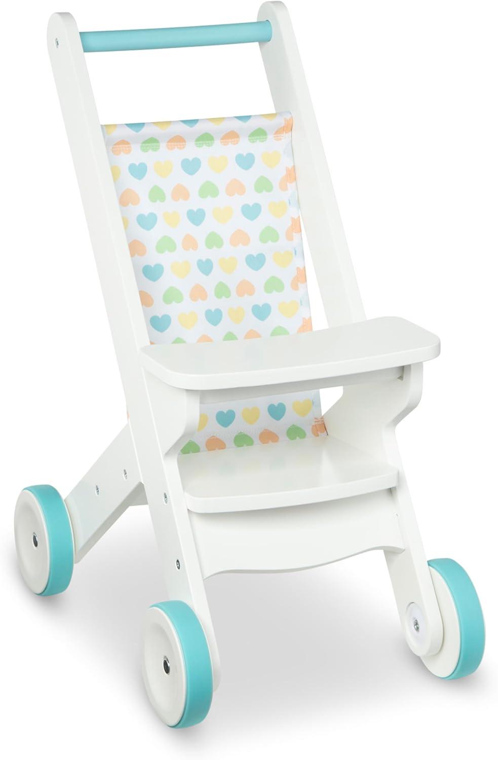 imageMelissa ampamp Doug Mine to Love Wooden Play Stroller for Dolls Stuffed Animals  White 18H x 8W x 11D Assembled