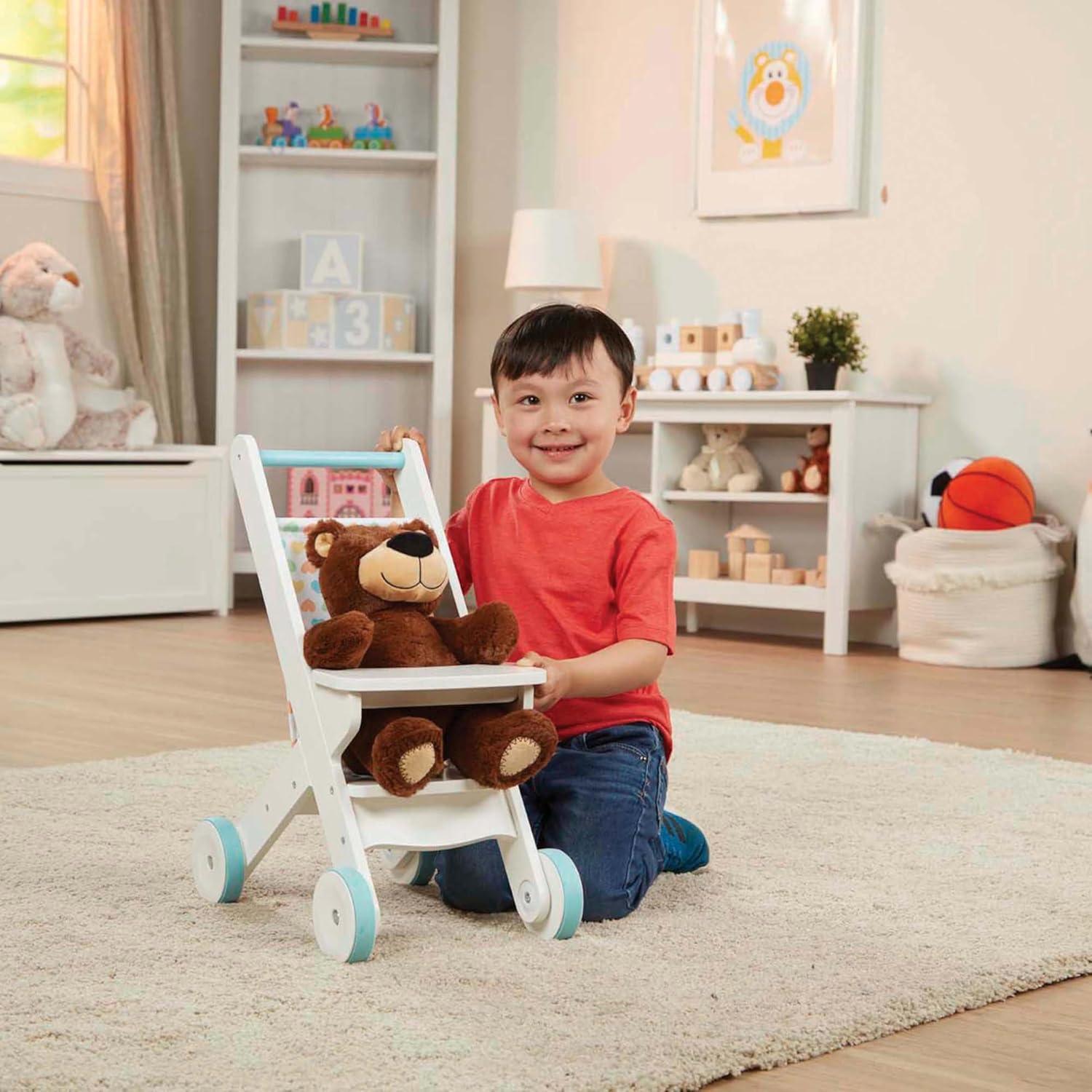 imageMelissa ampamp Doug Mine to Love Wooden Play Stroller for Dolls Stuffed Animals  White 18H x 8W x 11D Assembled