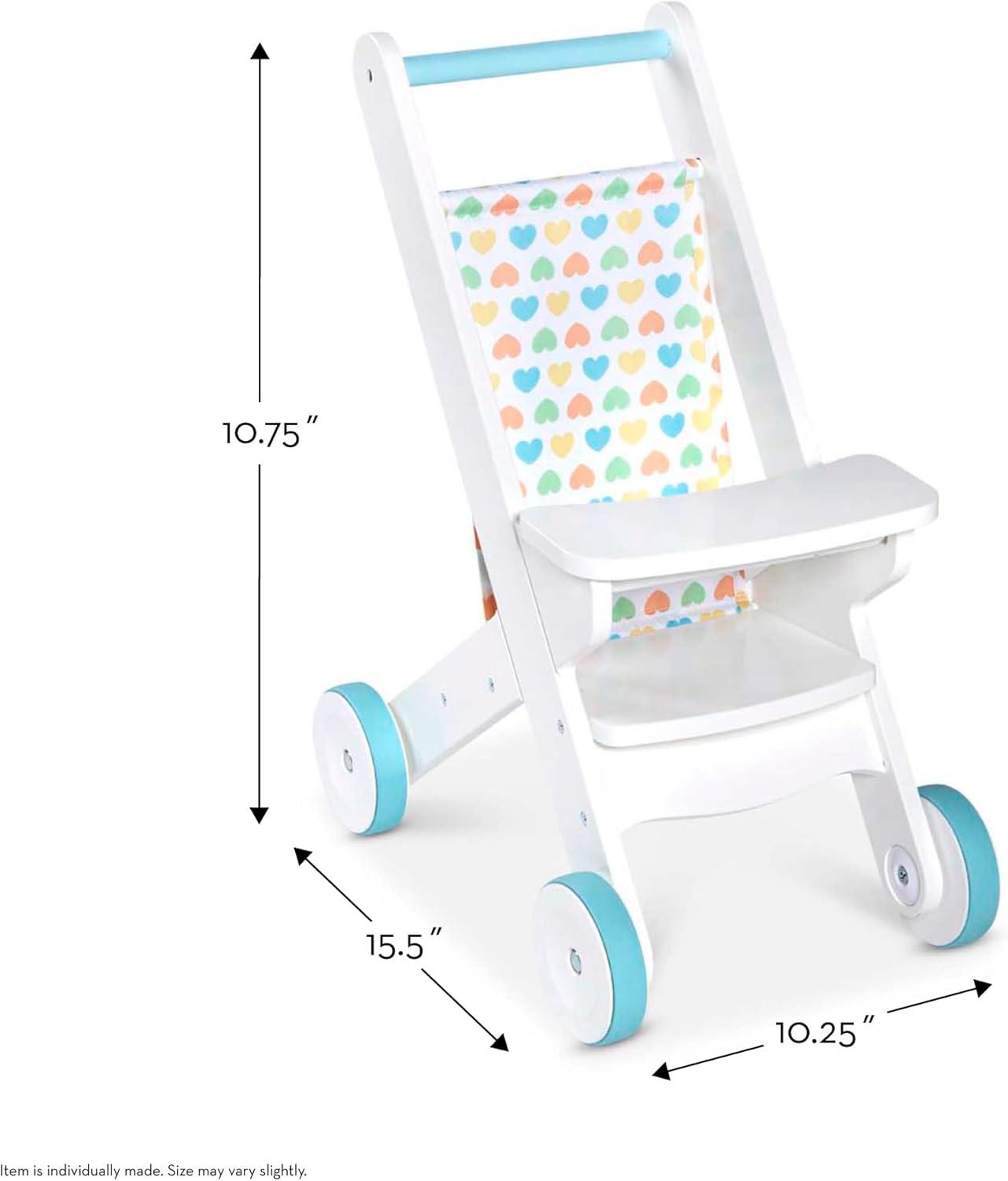 imageMelissa ampamp Doug Mine to Love Wooden Play Stroller for Dolls and Stuffed Animals up to 20 Inches Tall  White