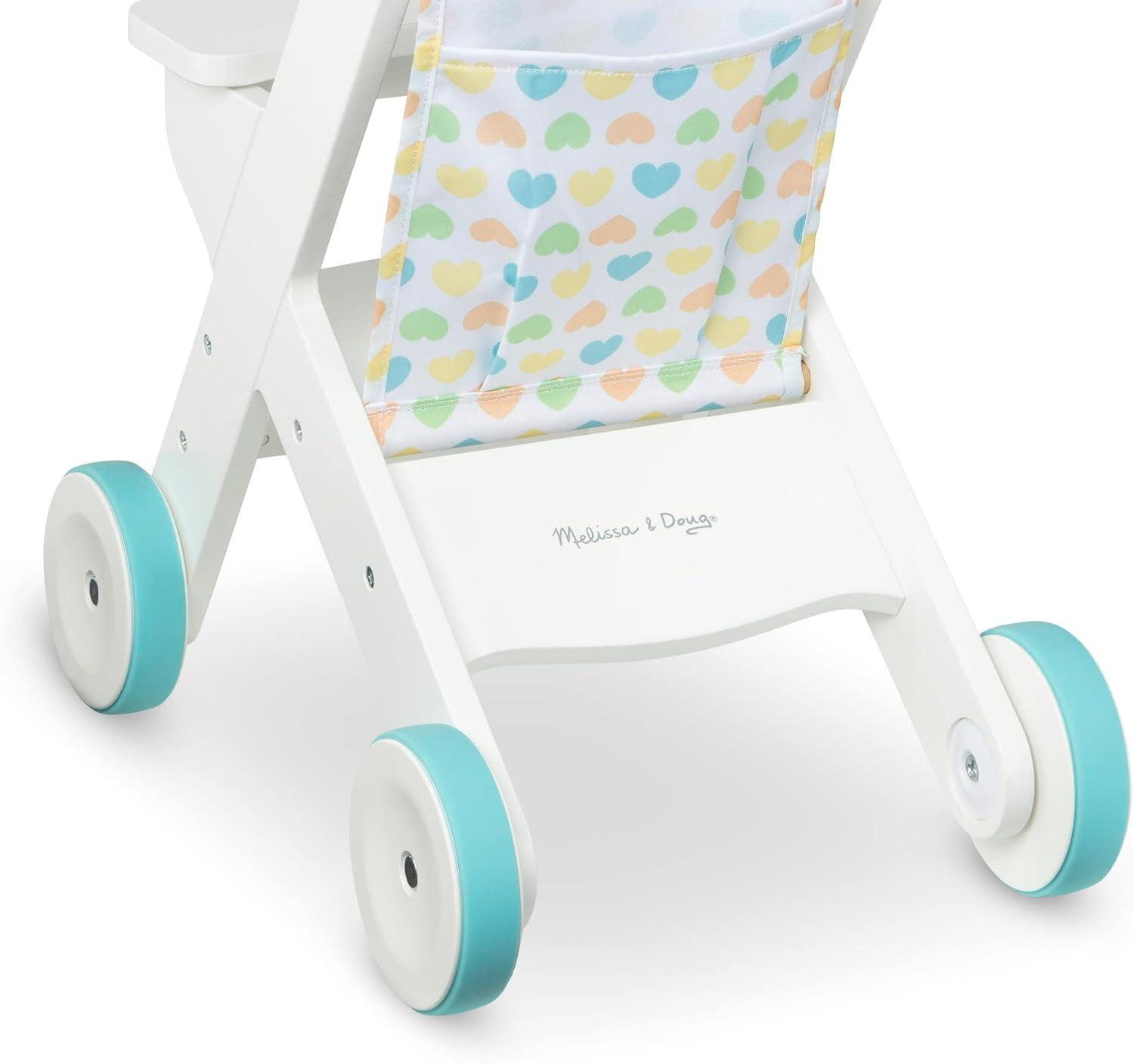 imageMelissa ampamp Doug Mine to Love Wooden Play Stroller for Dolls and Stuffed Animals up to 20 Inches Tall  White