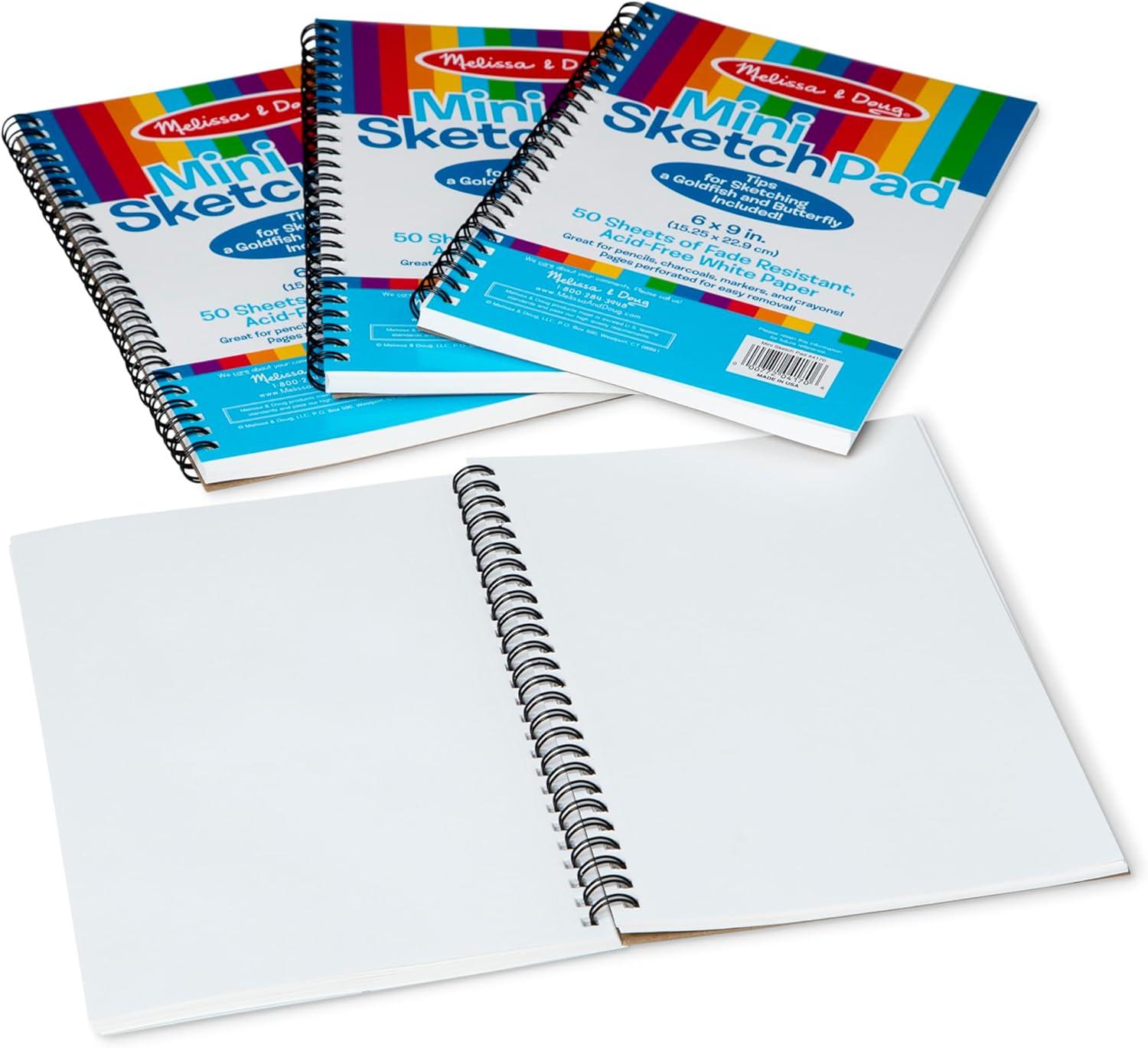 imageMelissa ampamp Doug MiniSketch SpiralBound Pad 6 x 9 inches  4Pack Sketch Book for Kids Kids Drawing Paper Drawing and Coloring PadsPad