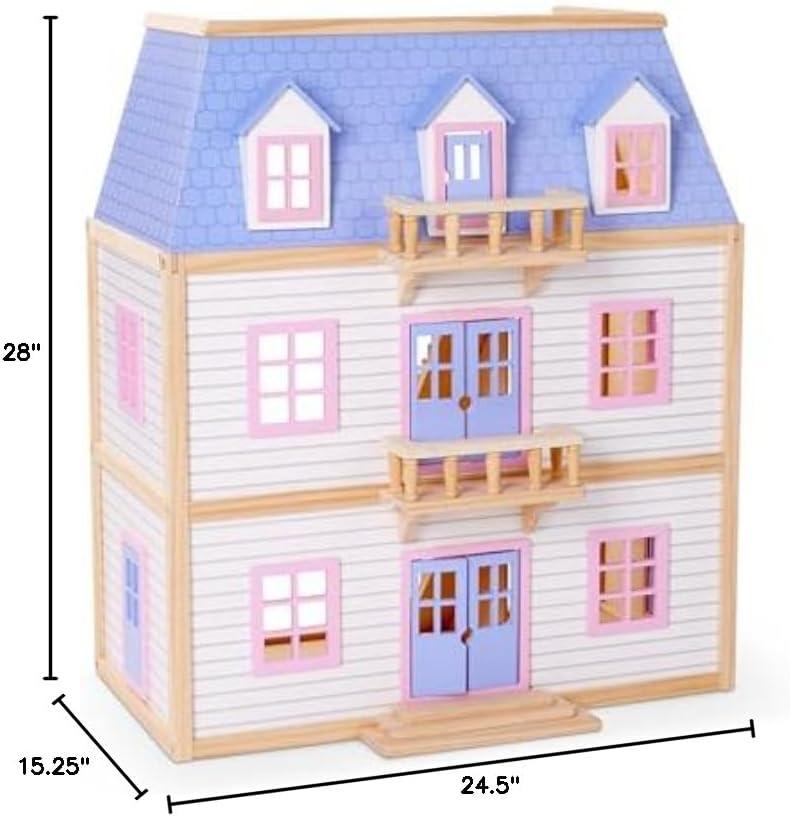 imageMelissa ampamp Doug Modern Wooden MultiLevel Dollhouse With 19 pcs Furniture White