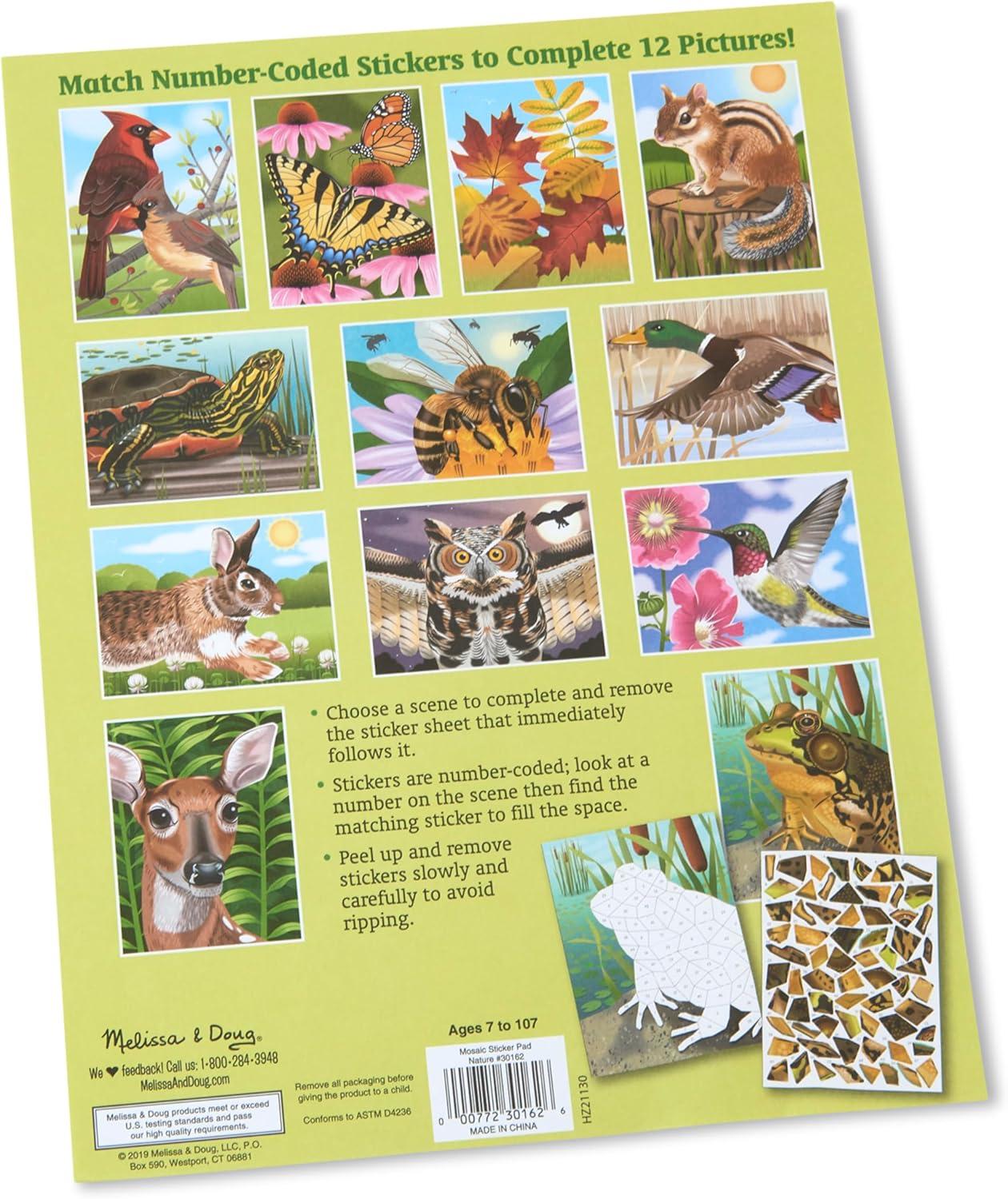 imageMelissa ampamp Doug Mosaic Sticker Pad Safari Animals 12 Color Scenes to Complete with 850 StickersNature
