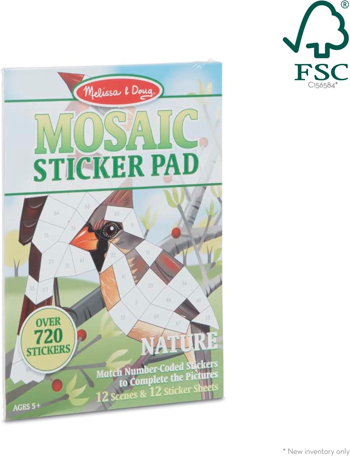 imageMelissa ampamp Doug Mosaic Sticker Pad Safari Animals 12 Color Scenes to Complete with 850 StickersNature
