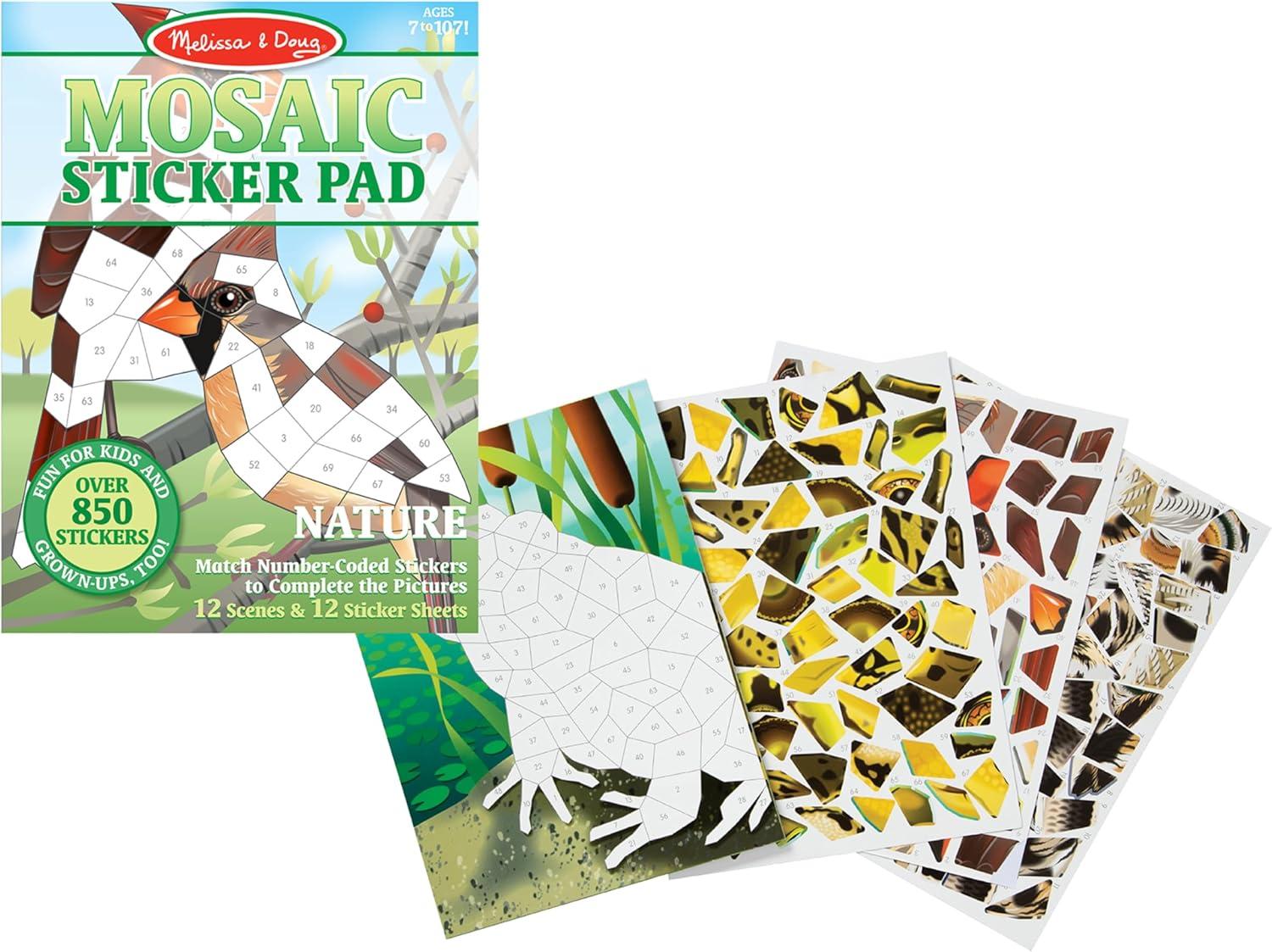 imageMelissa ampamp Doug Mosaic Sticker Pad Safari Animals 12 Color Scenes to Complete with 850 StickersNature