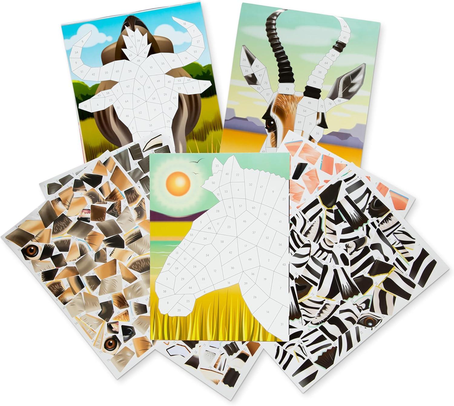 imageMelissa ampamp Doug Mosaic Sticker Pad Safari Animals 12 Color Scenes to Complete with 850 StickersSafari