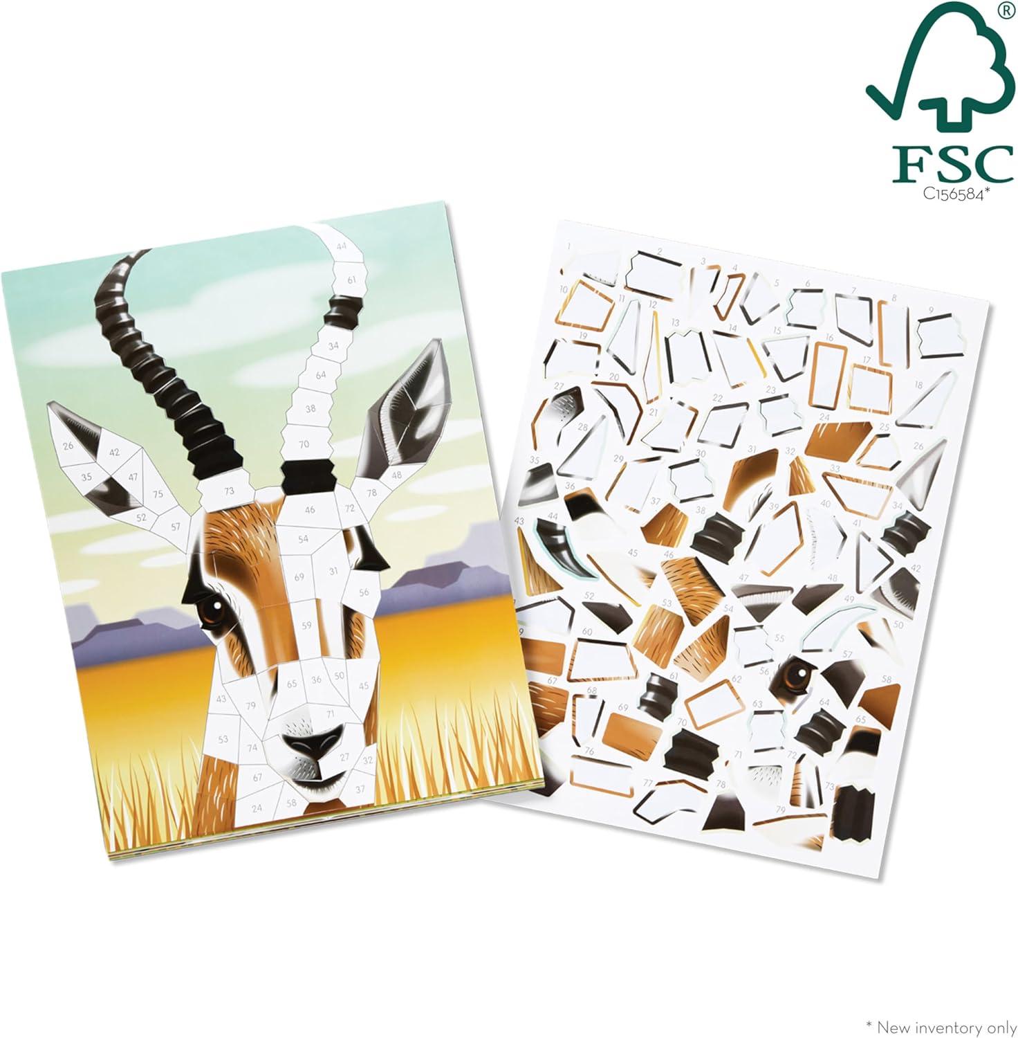 imageMelissa ampamp Doug Mosaic Sticker Pad Safari Animals 12 Color Scenes to Complete with 850 StickersSafari