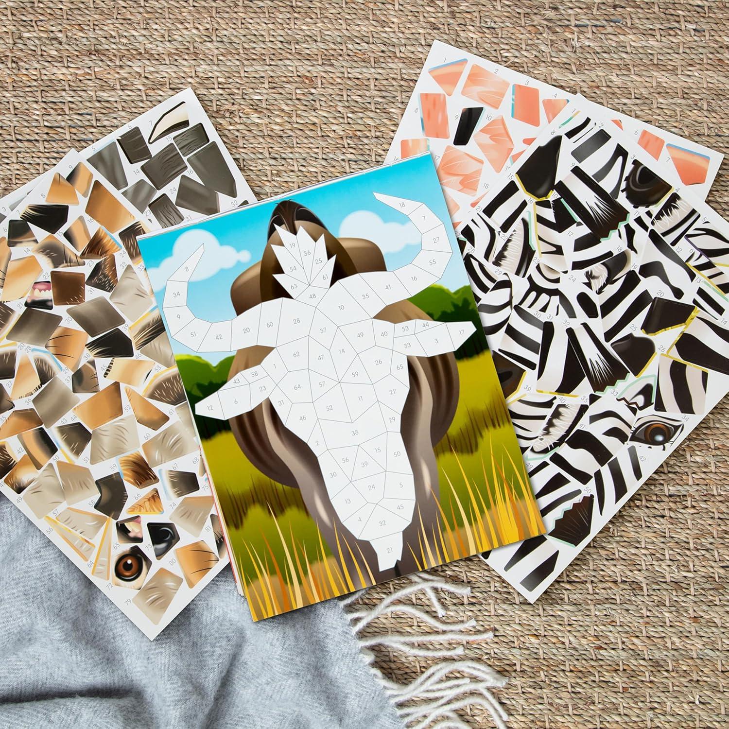 imageMelissa ampamp Doug Mosaic Sticker Pad Safari Animals 12 Color Scenes to Complete with 850 StickersSafari