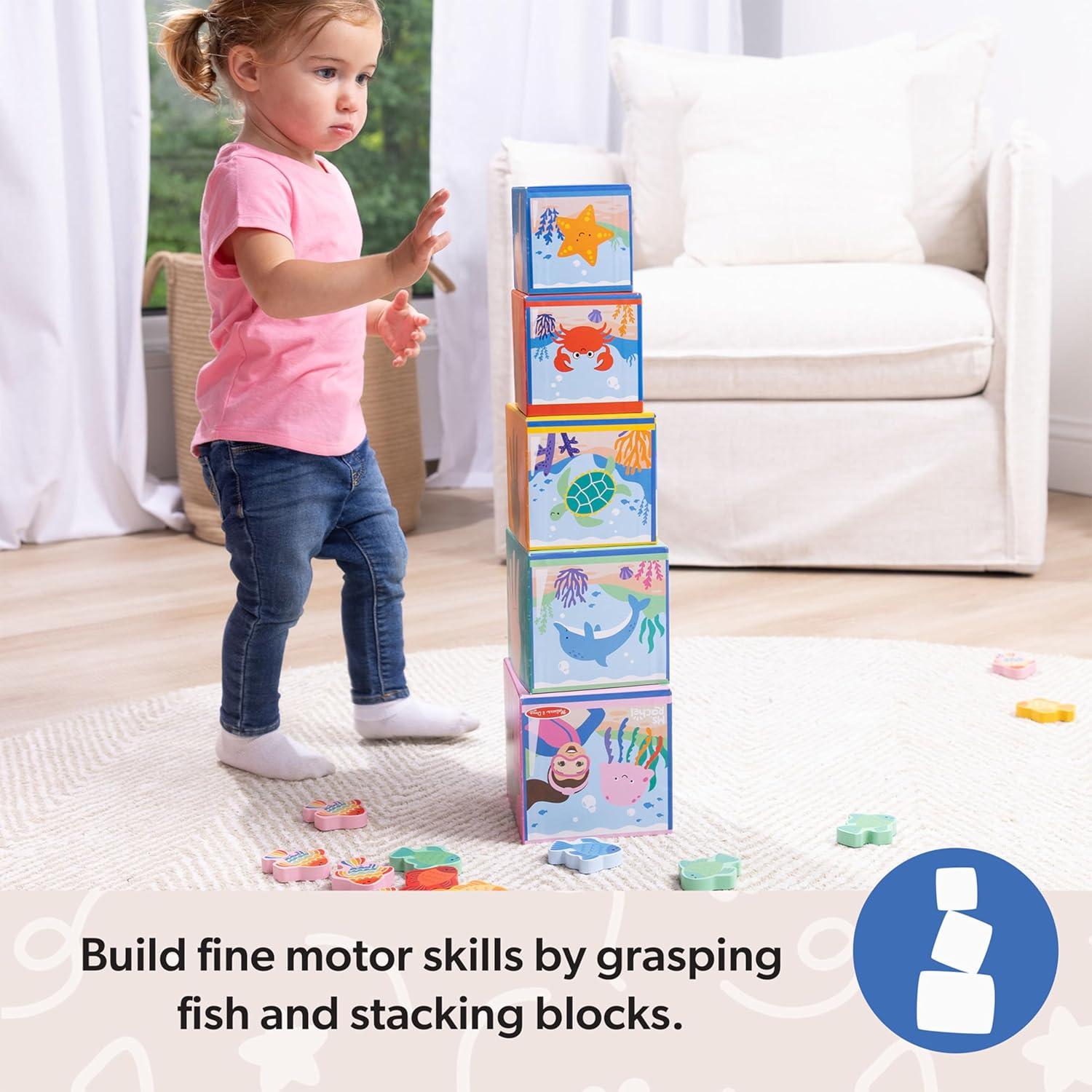imageMelissa ampamp Doug Ms Rachel Sort and Count Nesting and Stacking Blocks with Wooden Fish Preschool Learning Toy for Boys Girls  FSC Certified