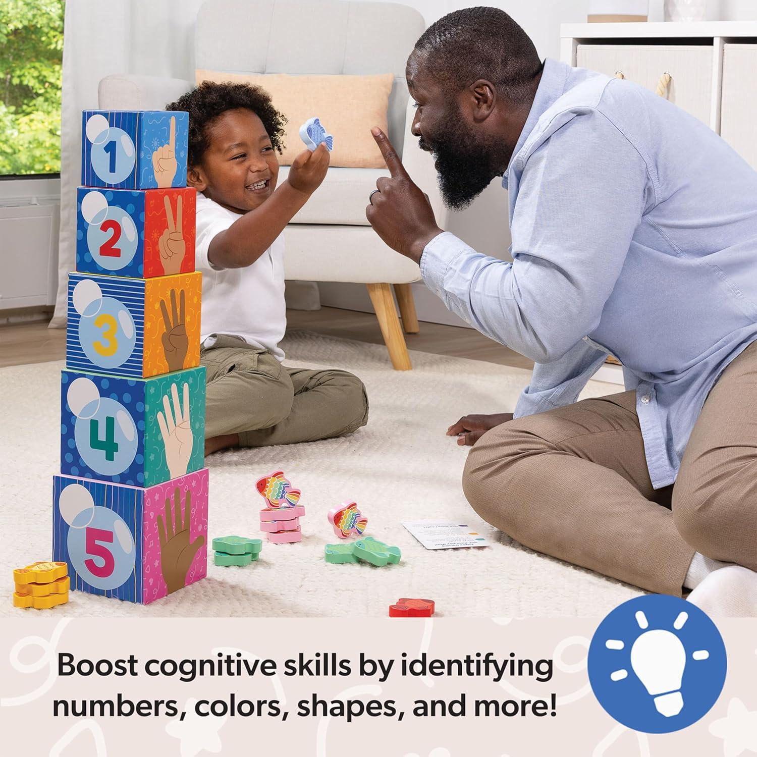 imageMelissa ampamp Doug Ms Rachel Sort and Count Nesting and Stacking Blocks with Wooden Fish Preschool Learning Toy for Boys Girls  FSC Certified