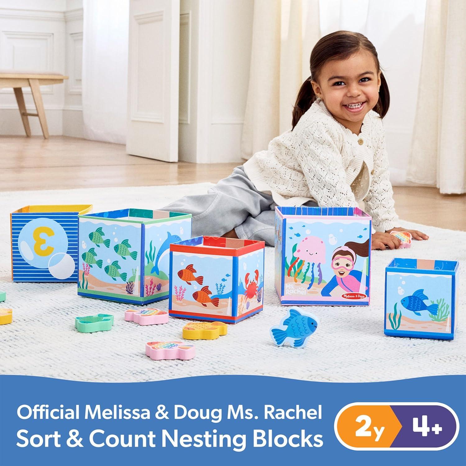 imageMelissa ampamp Doug Ms Rachel Sort and Count Nesting and Stacking Blocks with Wooden Fish Preschool Learning Toy for Boys Girls  FSC Certified