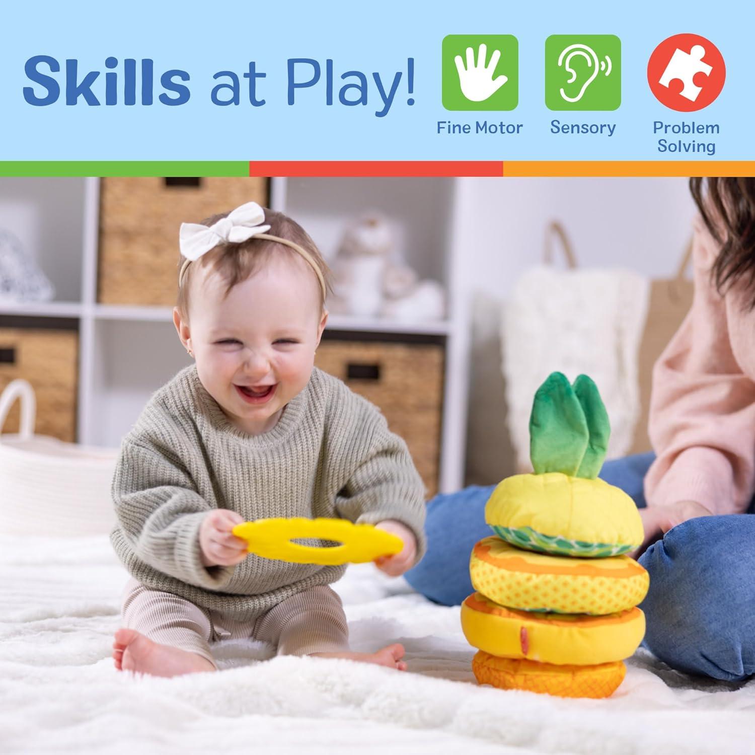 imageMelissa ampamp Doug MultiSensory Pineapple Soft Stacker Infant Toy  Stacking Toys For Babies Pineapple Stacking Toy For Infants