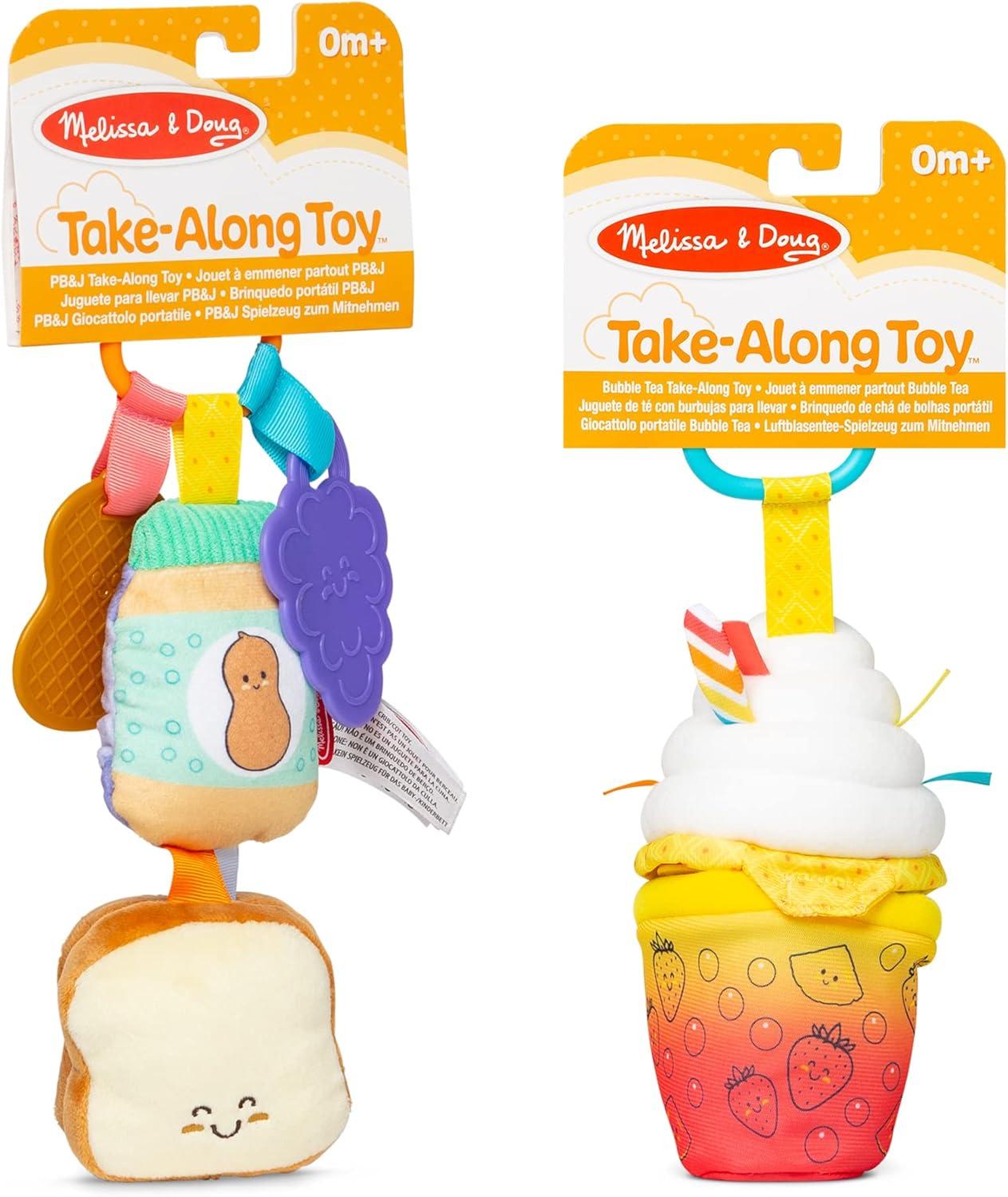 imageMelissa ampamp Doug MultiSensory TakeAlong ClipOn Infant Toy 2Pack PBampampJ and Bubble Tea