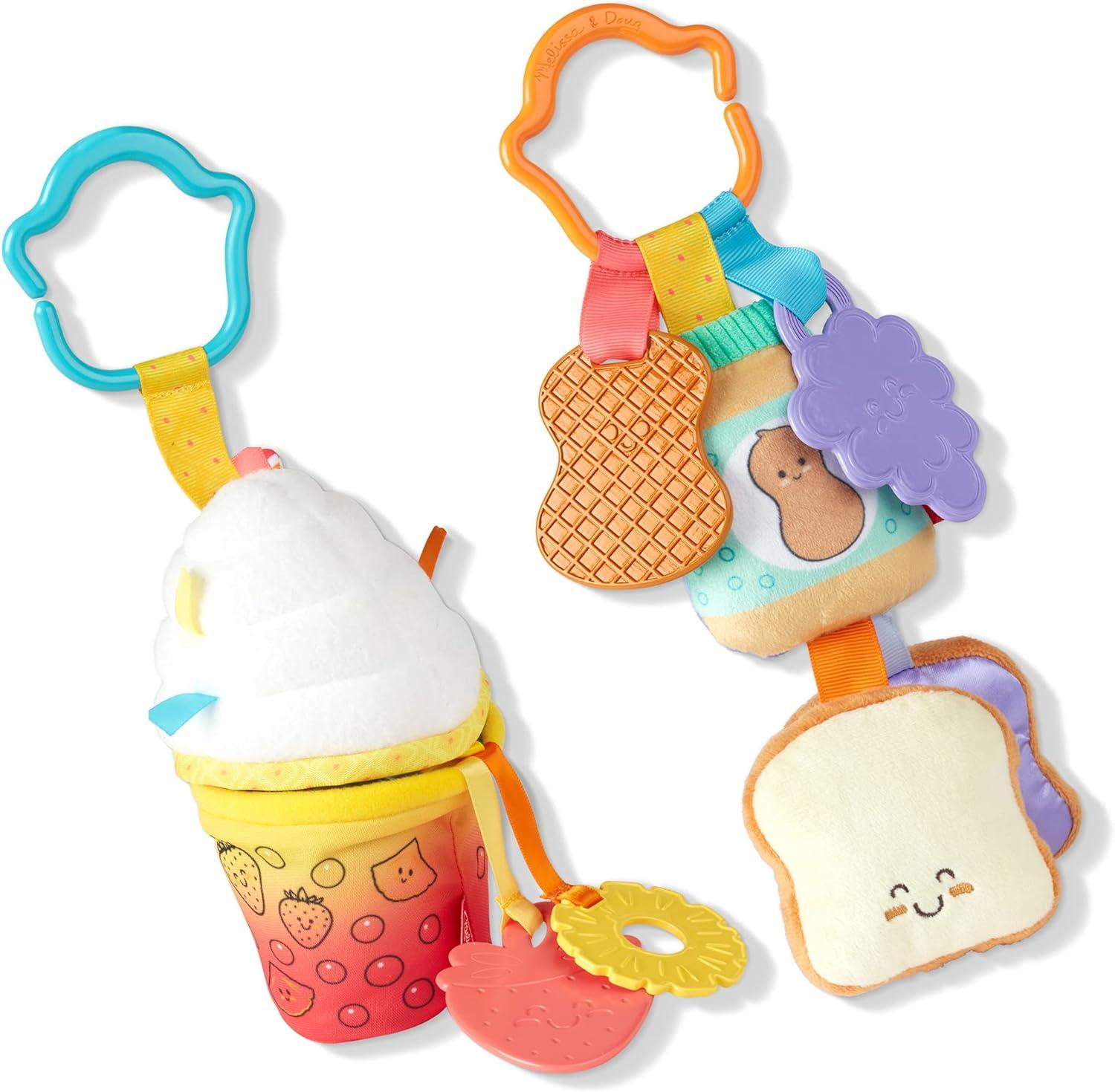 imageMelissa ampamp Doug MultiSensory TakeAlong ClipOn Infant Toy 2Pack PBampampJ and Bubble Tea