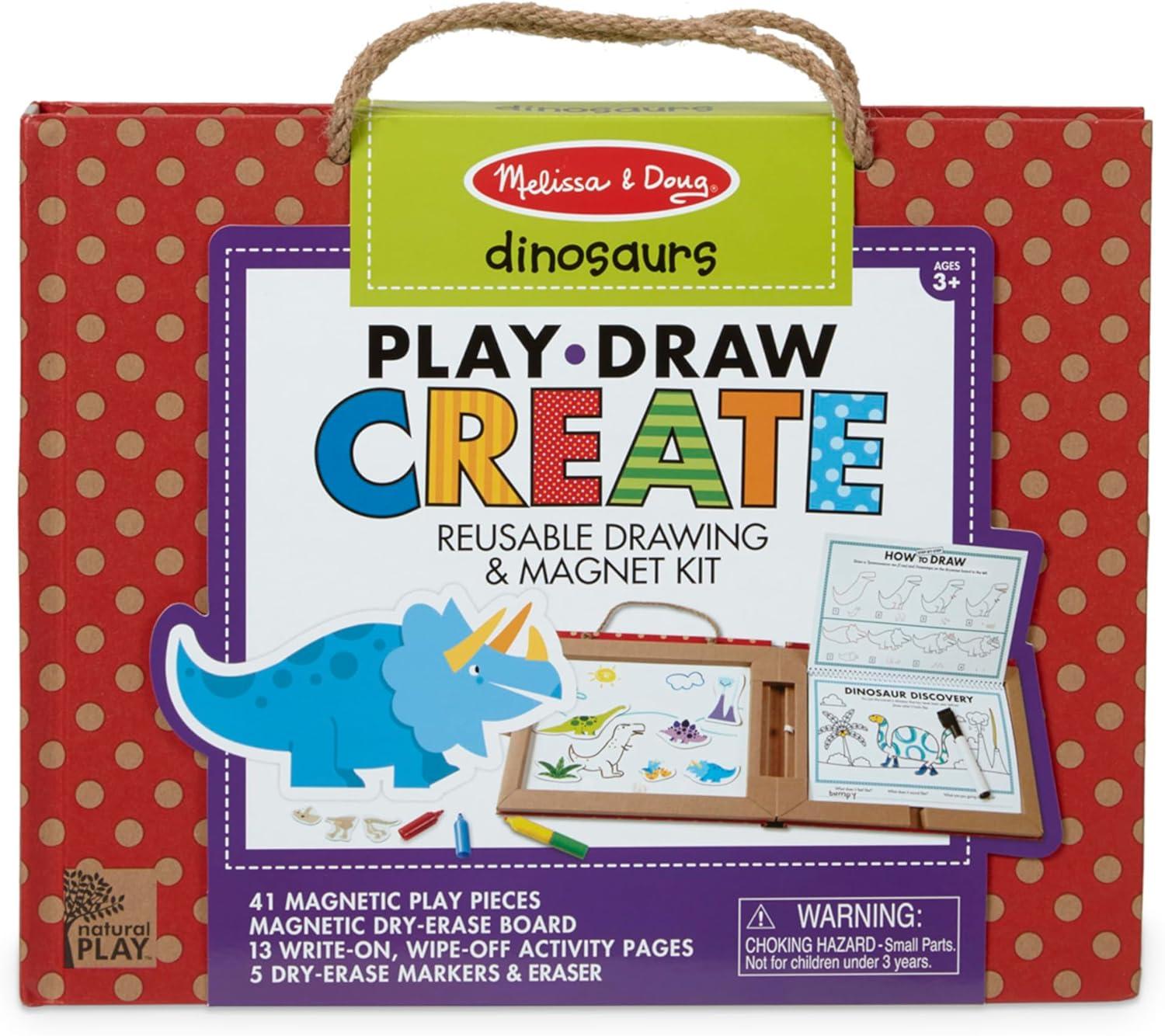 imageMelissa ampamp Doug Natural Play Play Draw Create Reusable Drawing ampamp Magnet Kit  Ocean 42 Magnets 5 DryErase Markers  FSC CertifiedDinosaurs