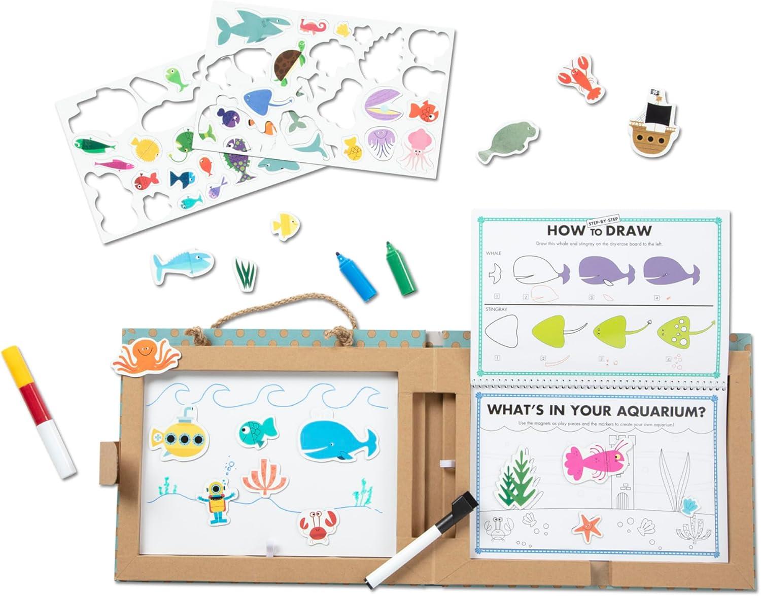 imageMelissa ampamp Doug Natural Play Play Draw Create Reusable Drawing ampamp Magnet Kit  Ocean 42 Magnets 5 DryErase Markers  FSC CertifiedOcean