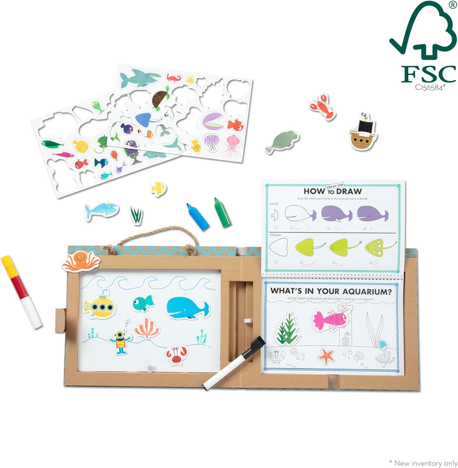 imageMelissa ampamp Doug Natural Play Play Draw Create Reusable Drawing ampamp Magnet Kit  Ocean 42 Magnets 5 DryErase Markers  FSC CertifiedOcean