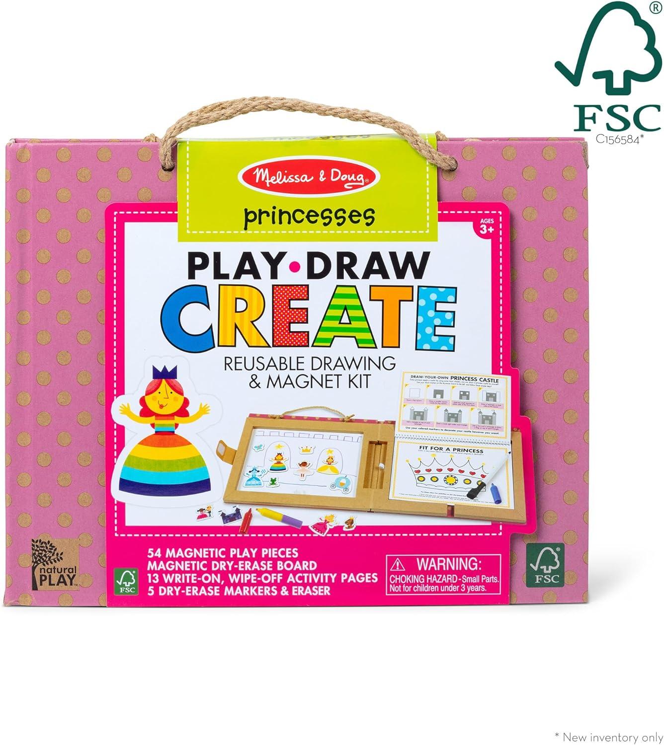 imageMelissa ampamp Doug Natural Play Play Draw Create Reusable Drawing ampamp Magnet Kit  Ocean 42 Magnets 5 DryErase Markers  FSC CertifiedPrincess