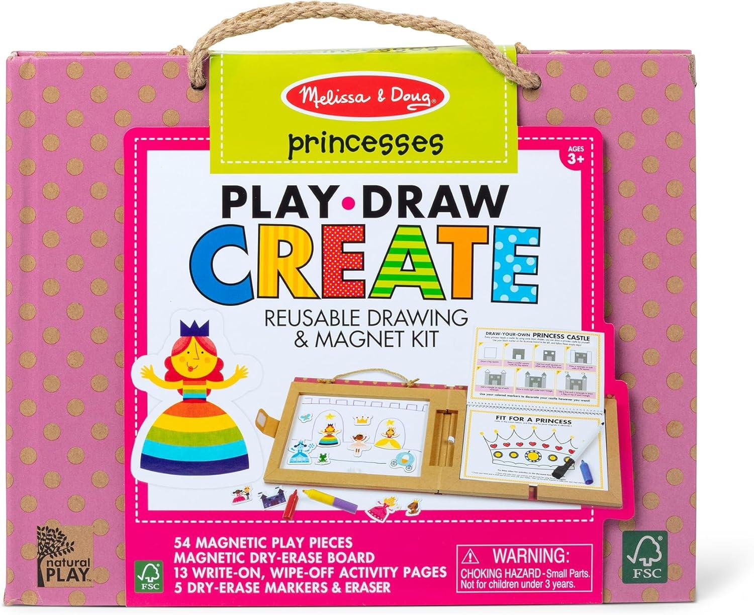 imageMelissa ampamp Doug Natural Play Play Draw Create Reusable Drawing ampamp Magnet Kit  Ocean 42 Magnets 5 DryErase Markers  FSC CertifiedPrincess