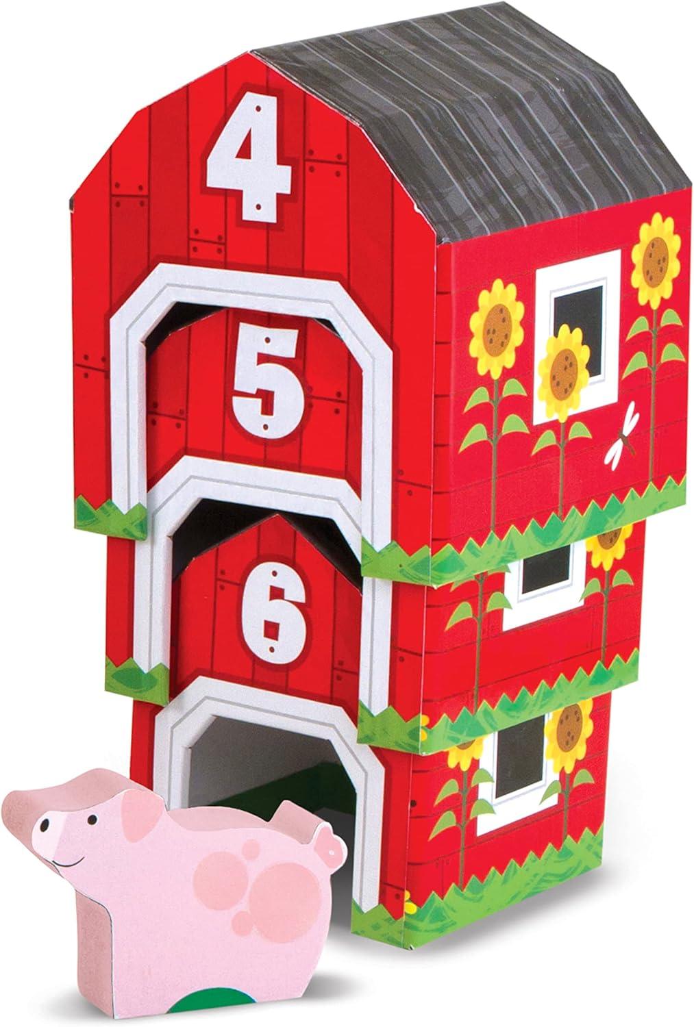 imageMelissa ampamp Doug Nesting and Sorting Barns and Animals with 6 Numbered Barns and Matching Wooden Animals