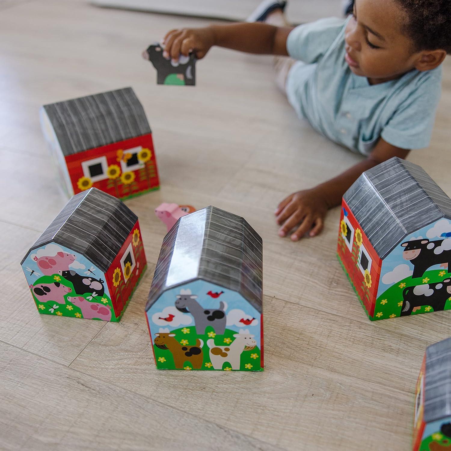 imageMelissa ampamp Doug Nesting and Sorting Barns and Animals with 6 Numbered Barns and Matching Wooden Animals