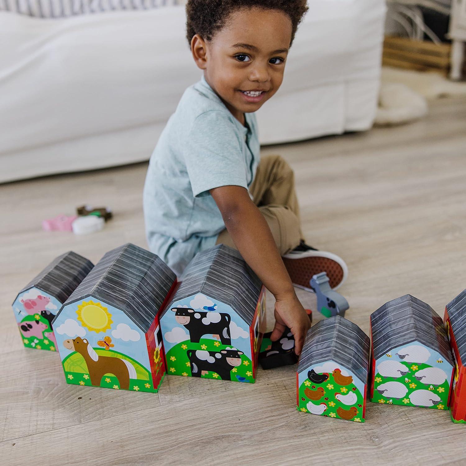 imageMelissa ampamp Doug Nesting and Sorting Barns and Animals with 6 Numbered Barns and Matching Wooden Animals