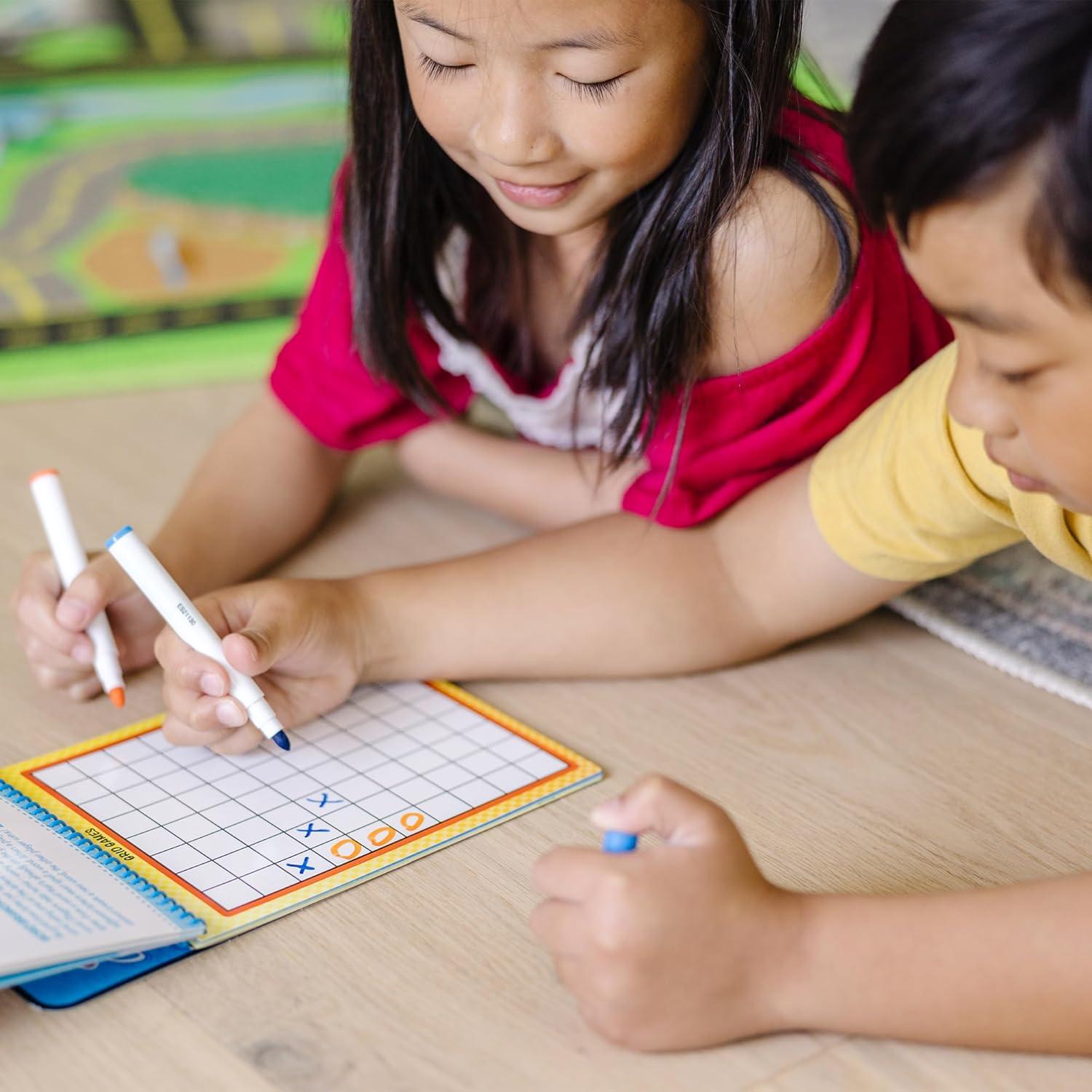 imageMelissa ampamp Doug On The Go Game On Reusable Games WipeOff Activity Pad Reusable Travel Toy with 2 DryErase Markers  FSC Certified