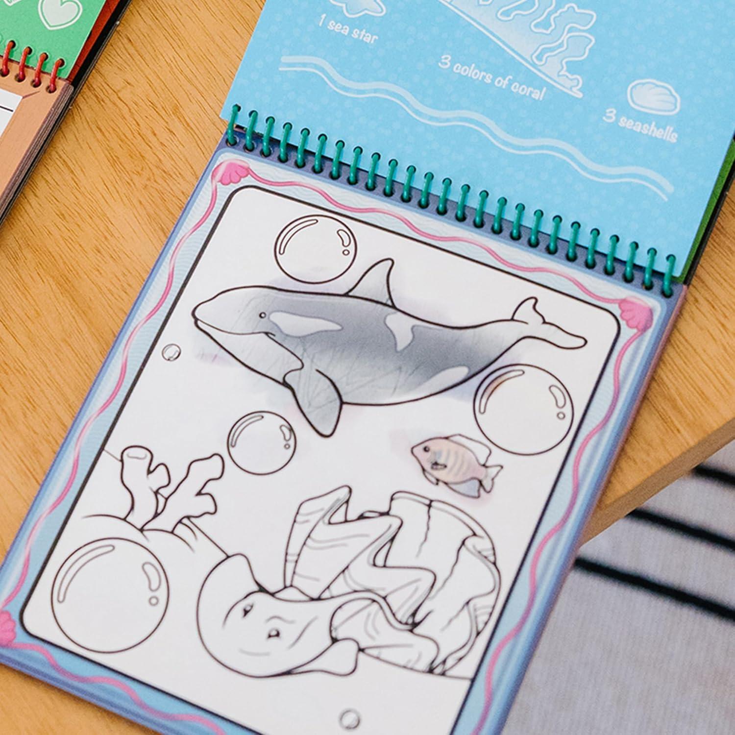 imageMelissa ampamp Doug On the Go Water Wow Reusable Color with Water Activity Pad 6Pack Sports Occupations Adventure Safari Under the Sea Animals  FSC Certifieda