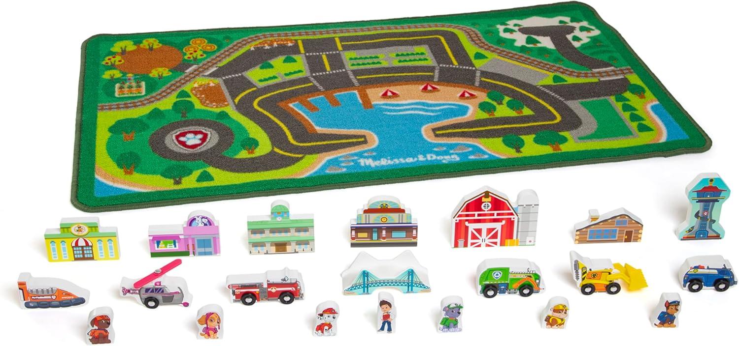 imageMelissa ampamp Doug PAW Patrol Activity Rug  Adventure Bay 22 Pieces PAW Patrol Town Mat with Wooden Toys for Ages 3