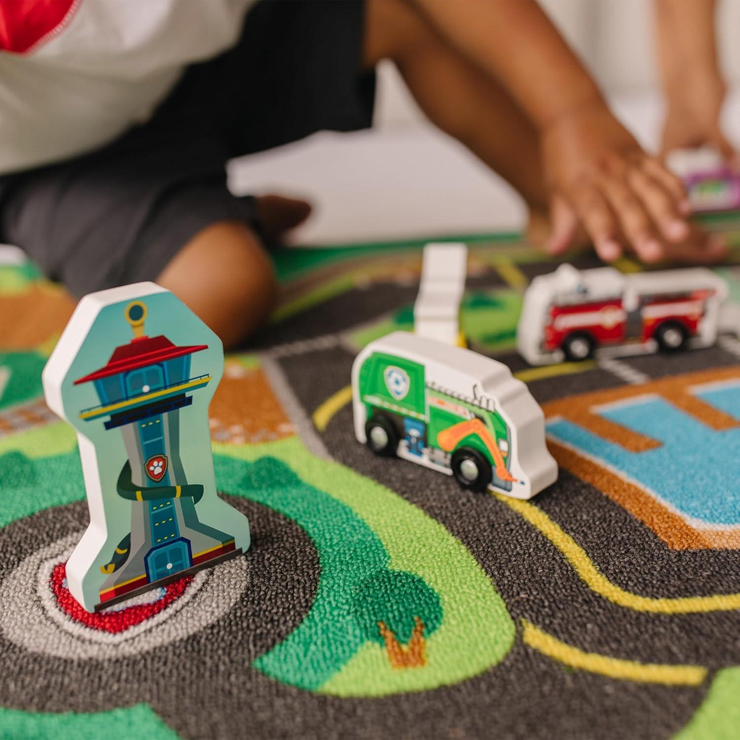 imageMelissa ampamp Doug PAW Patrol Activity Rug  Adventure Bay 22 Pieces PAW Patrol Town Mat with Wooden Toys for Ages 3