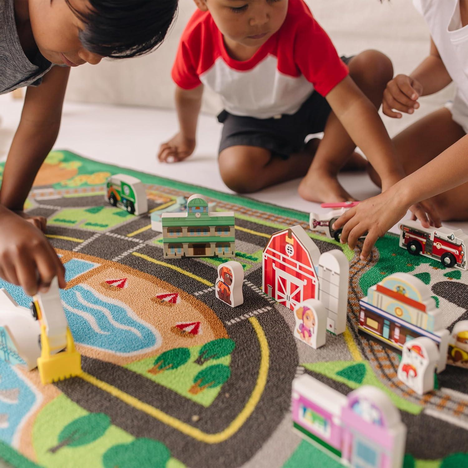 imageMelissa ampamp Doug PAW Patrol Activity Rug  Adventure Bay 22 Pieces PAW Patrol Town Mat with Wooden Toys for Ages 3