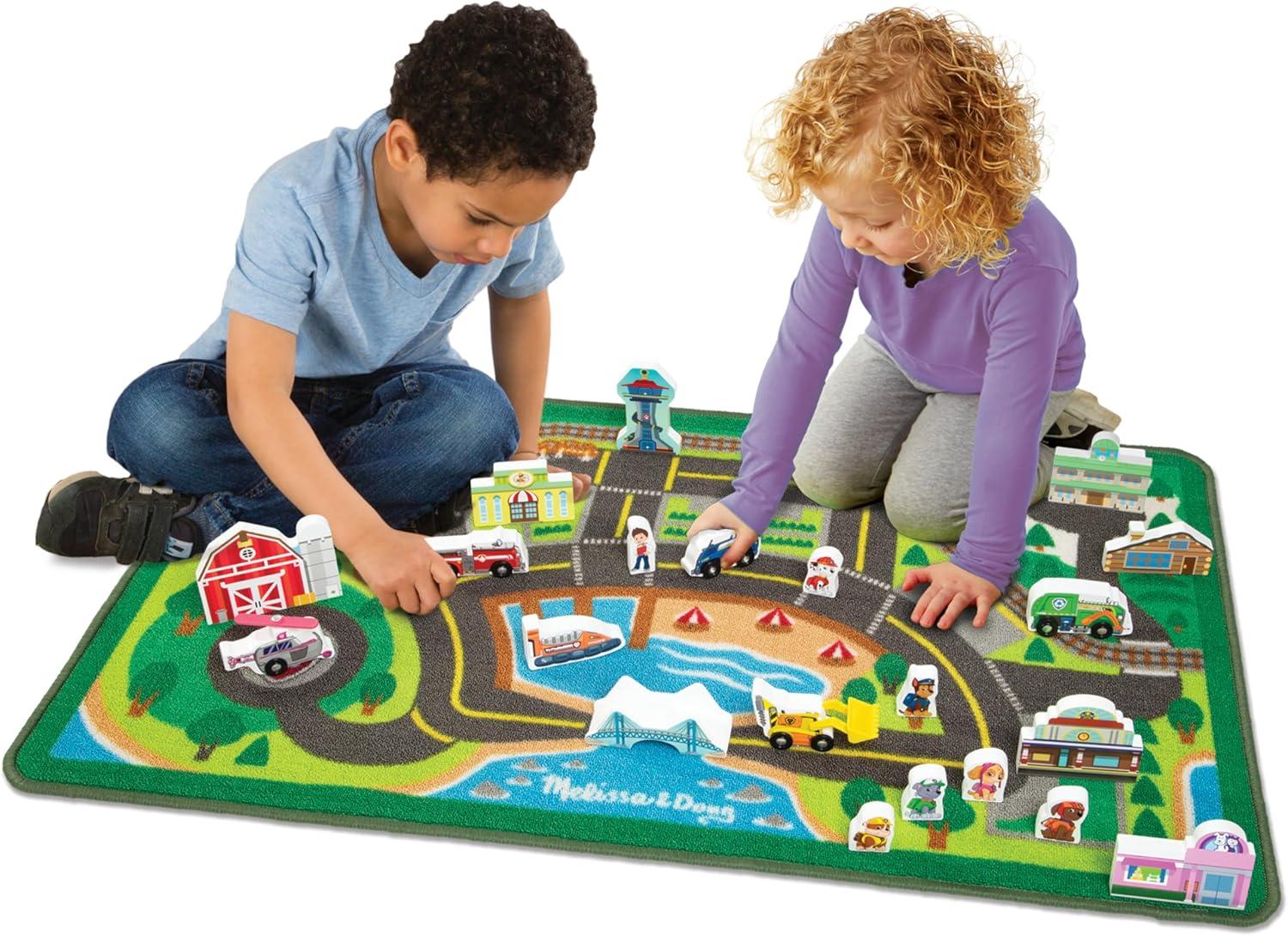 imageMelissa ampamp Doug PAW Patrol Activity Rug  Adventure Bay 22 Pieces PAW Patrol Town Mat with Wooden Toys for Ages 3