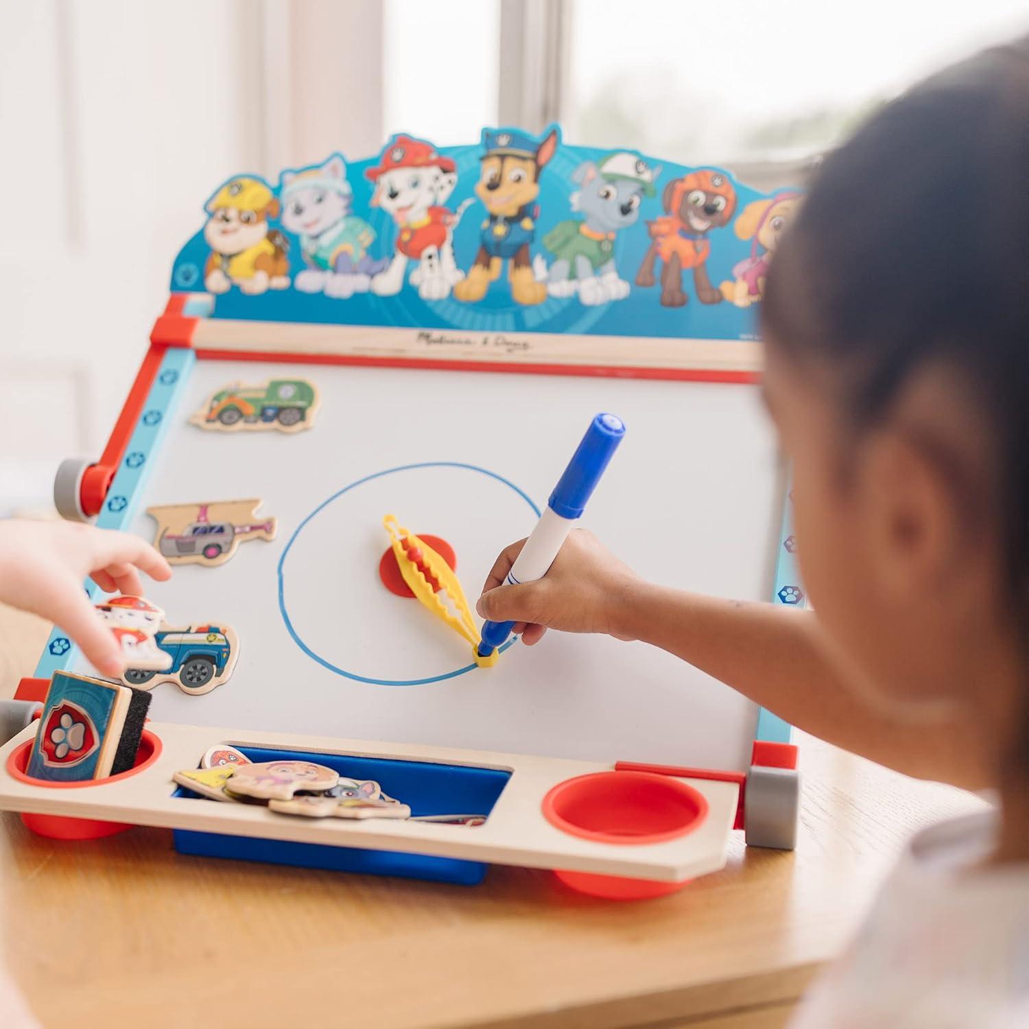 imageMelissa ampamp Doug PAW Patrol Wooden DoubleSided Tabletop Art Center Easel 33 Pieces