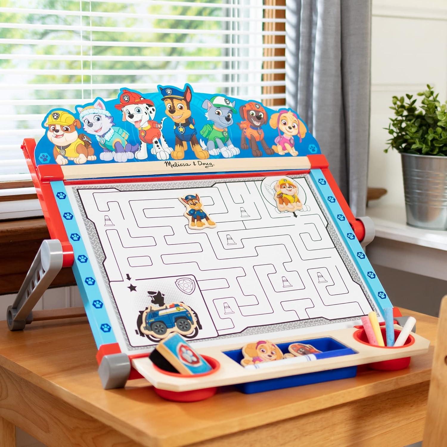 imageMelissa ampamp Doug PAW Patrol Wooden DoubleSided Tabletop Art Center Easel 33 Pieces