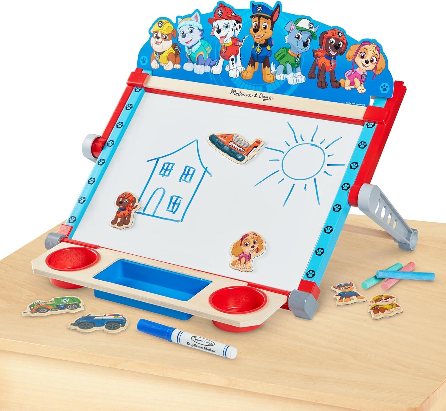 imageMelissa ampamp Doug PAW Patrol Wooden DoubleSided Tabletop Art Center Easel 33 Pieces PAW Patrol Toys DoubleSided Childrens Easel for Toddlers and Kids Ages 3