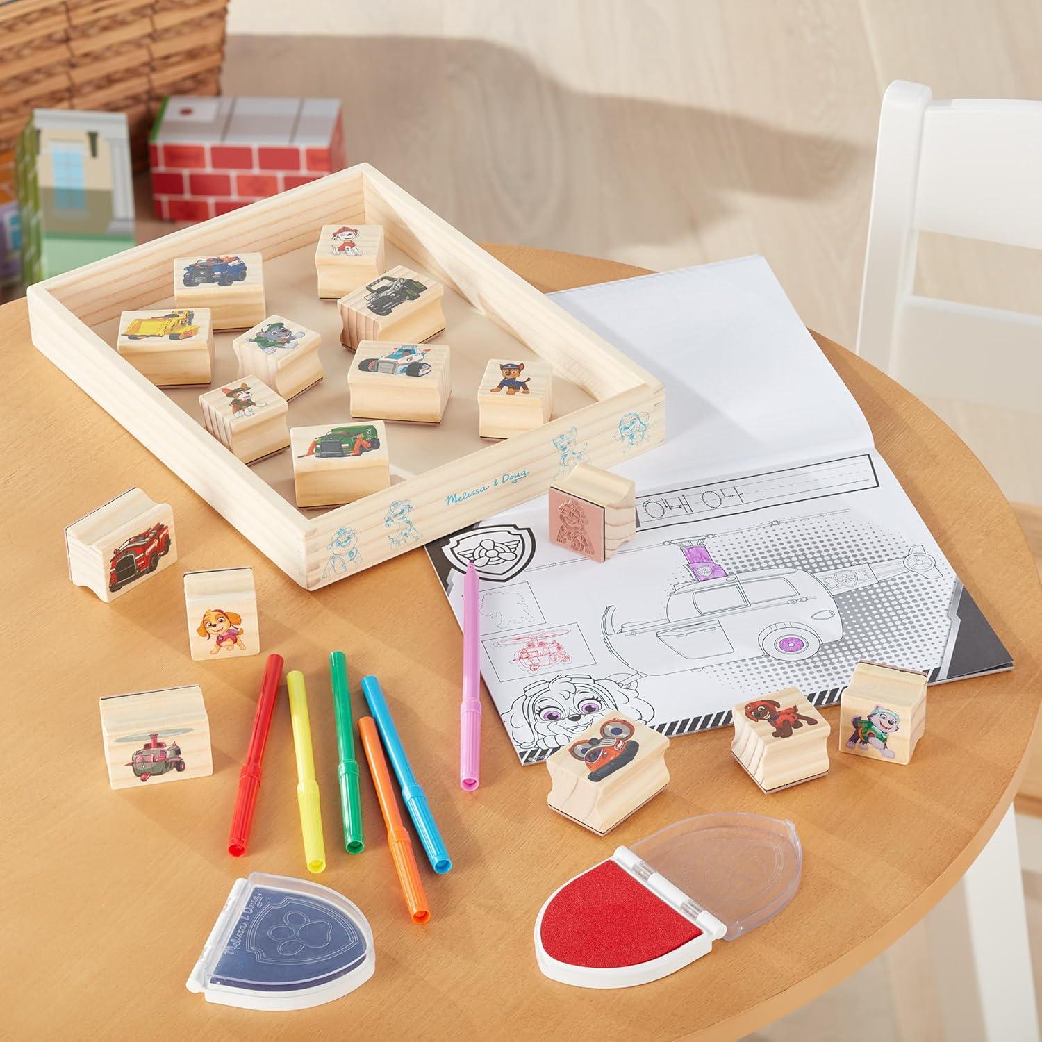 imageMelissa ampamp Doug PAW Patrol Wooden Stamps Activity Set with Markers Activity Pad 25 Pieces