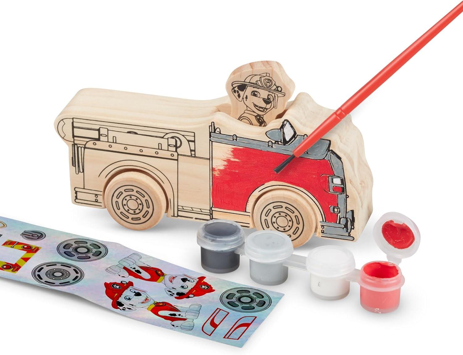 imageMelissa ampamp Doug PAW Patrol Wooden Vehicles Craft Kit  3 Decorate Your Own Vehicles 3 Play Figures