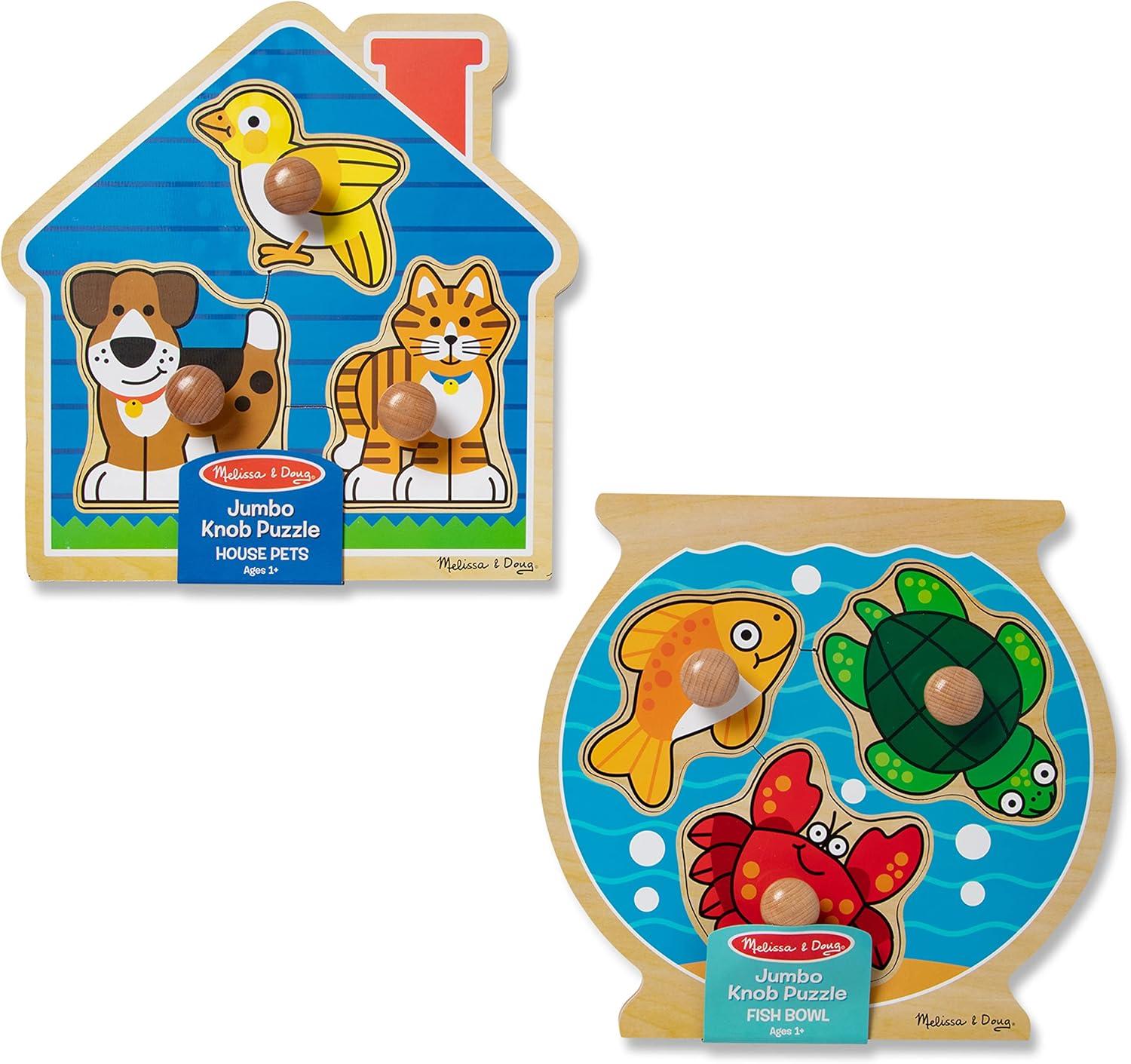 imageMelissa ampamp Doug Pets Jumbo Peg Wooden Puzzle Animal Puzzles Peg Puzzles for Toddlers Ages 1Fish  Pets