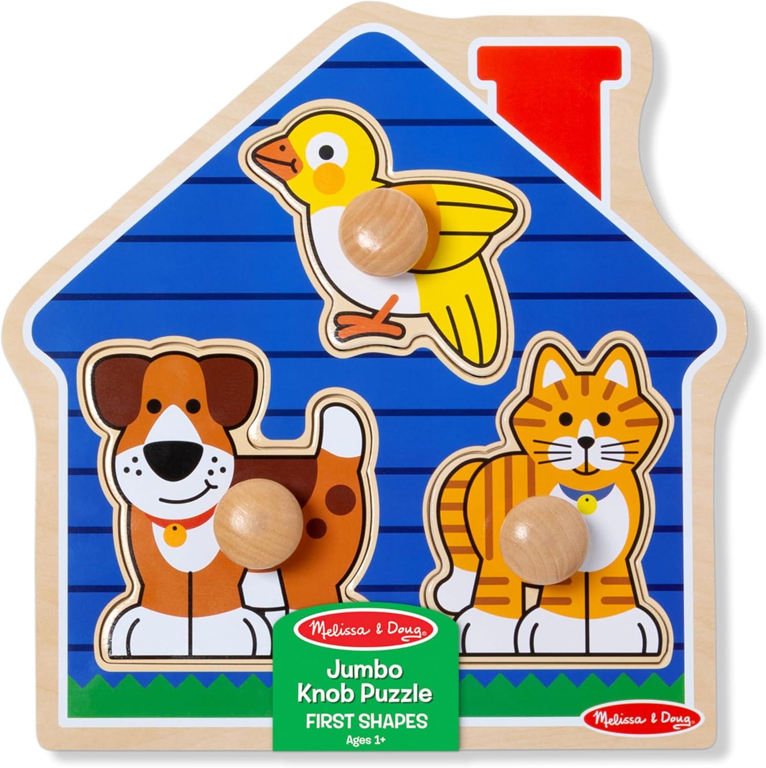 imageMelissa ampamp Doug Pets Jumbo Peg Wooden Puzzle Animal Puzzles Peg Puzzles for Toddlers Ages 1Pets
