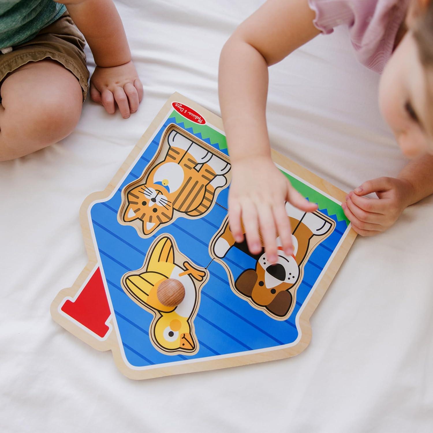 imageMelissa ampamp Doug Pets Jumbo Peg Wooden Puzzle Animal Puzzles Peg Puzzles for Toddlers Ages 1Pets