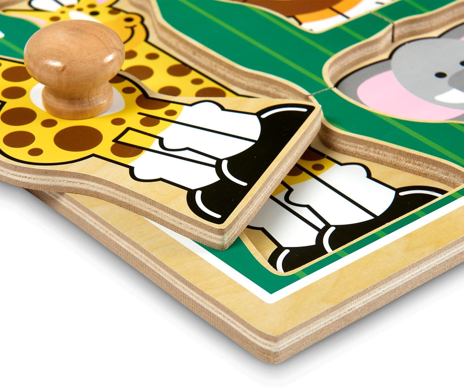 imageMelissa ampamp Doug Pets Jumbo Peg Wooden Puzzle Animal Puzzles Peg Puzzles for Toddlers Ages 1Safari Animals