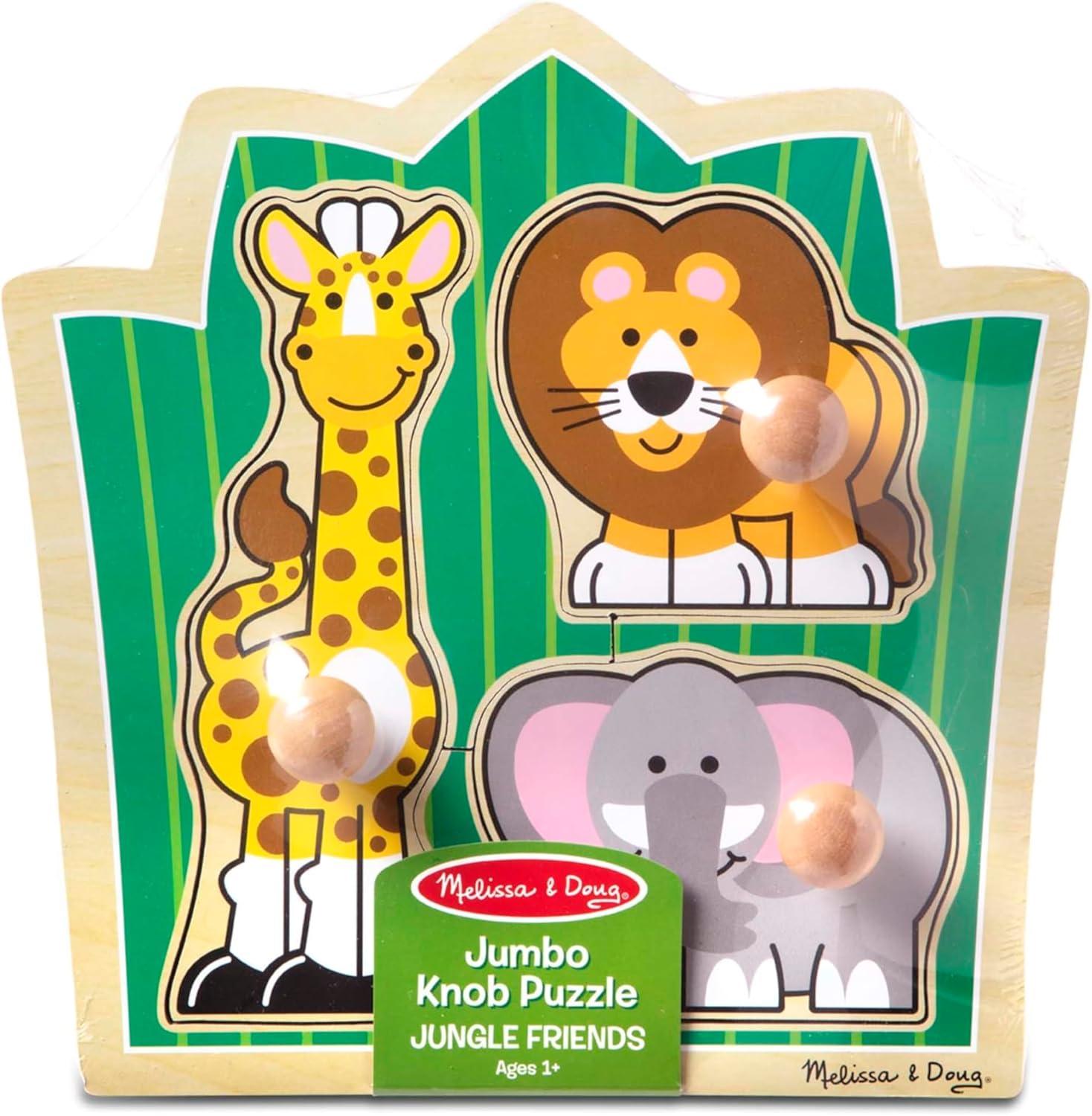 imageMelissa ampamp Doug Pets Jumbo Peg Wooden Puzzle Animal Puzzles Peg Puzzles for Toddlers Ages 1Safari Animals