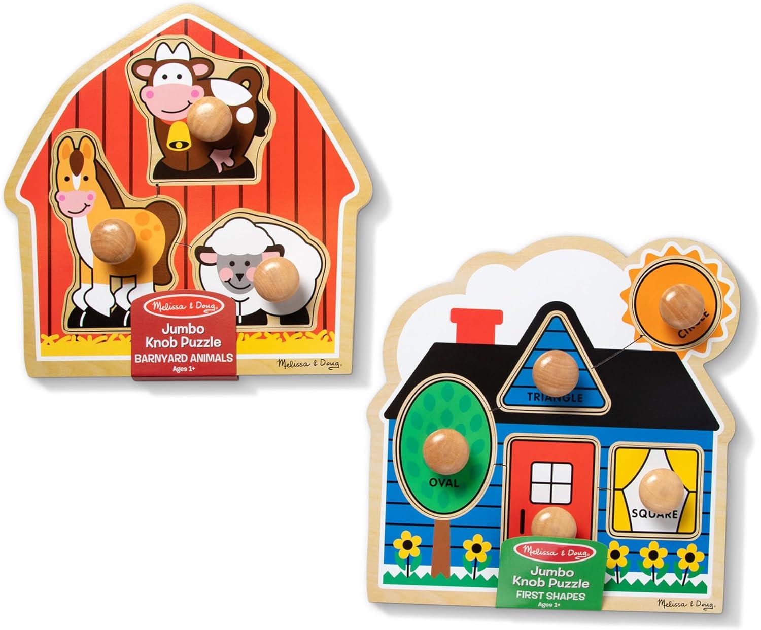 imageMelissa ampamp Doug Pets Jumbo Peg Wooden Puzzle Animal Puzzles Peg Puzzles for Toddlers Ages 1Shapes  Barn