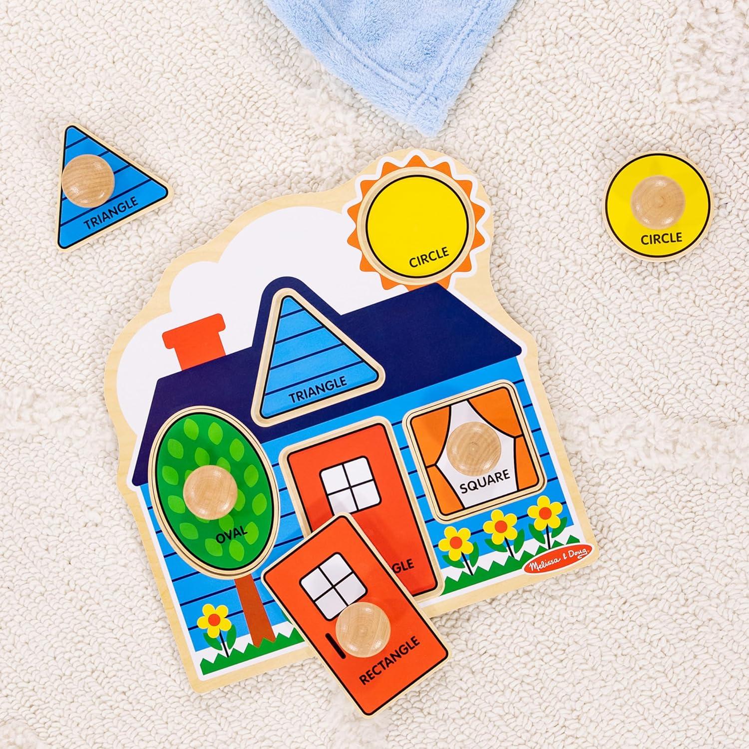 imageMelissa ampamp Doug Pets Jumbo Peg Wooden Puzzle Animal Puzzles Peg Puzzles for Toddlers Ages 1Shapes