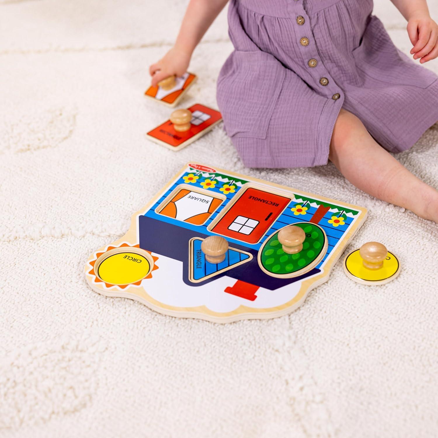 imageMelissa ampamp Doug Pets Jumbo Peg Wooden Puzzle Animal Puzzles Peg Puzzles for Toddlers Ages 1Shapes